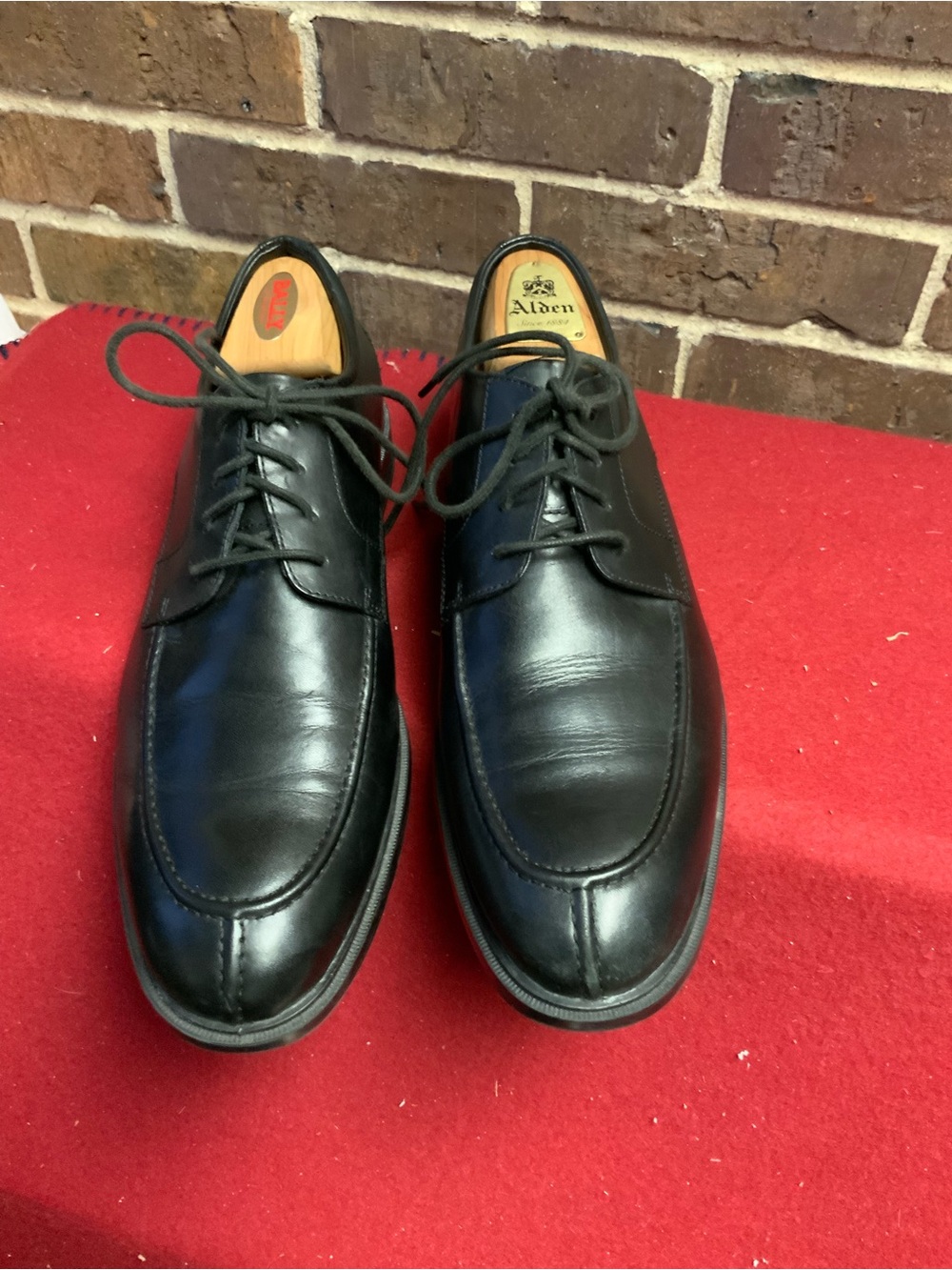 Alden Black Leather Split-Toe Derby Shoe